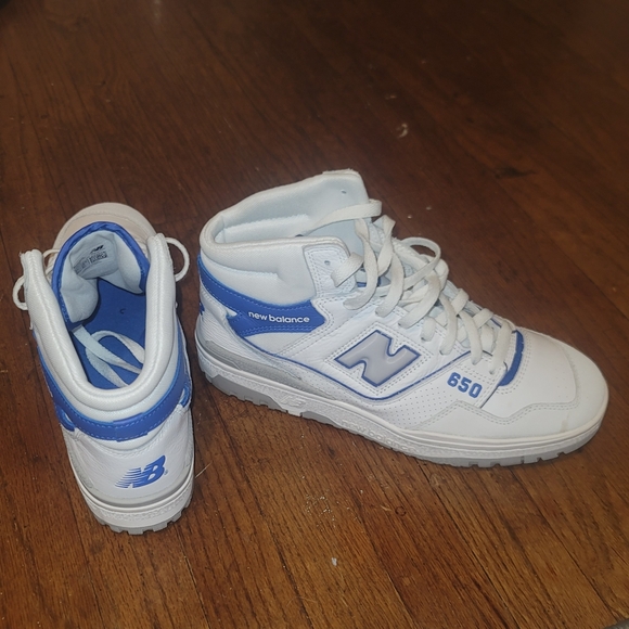 New Balance White and Marine Blue High-Top Sneakers ( - Picture 2 of 2